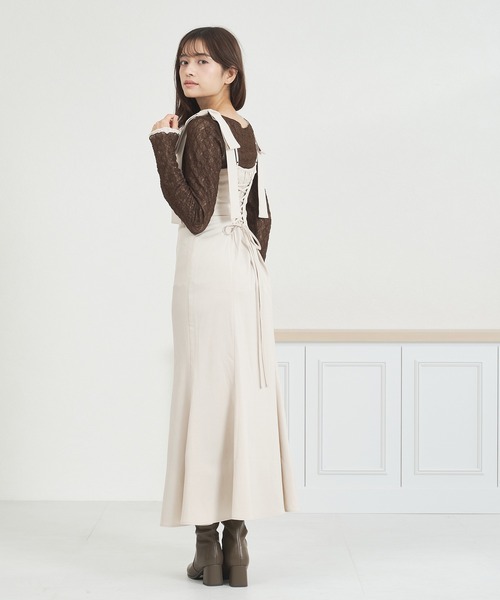 mishamishajp セール】WEB限定 2025秋冬新作 バックレースアップキャミワンピース