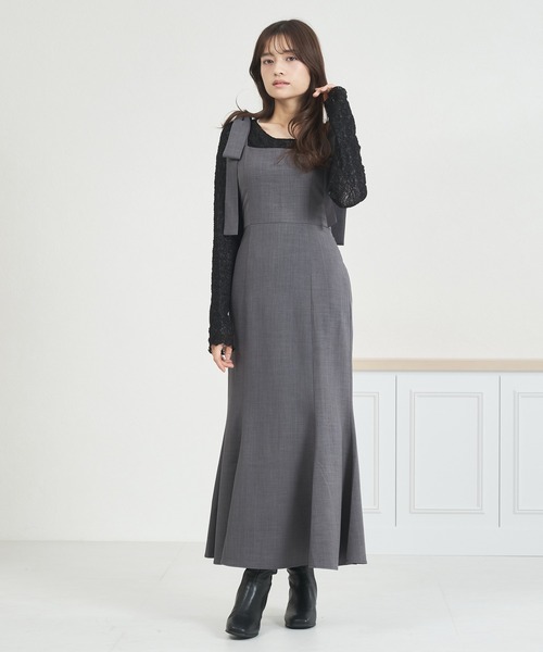 MISCH MASCH（ミッシュマッシュ）の「WEB限定 バックレースアップキャミワンピース（ジャンパースカート・レディース・グレー/ベージュ/ブラック・ﾌﾘ-）」の7枚目の写真