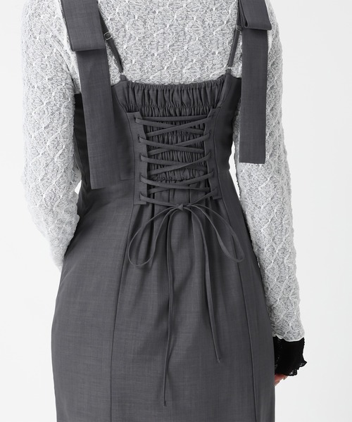 MISCH MASCH（ミッシュマッシュ）の「WEB限定 バックレースアップキャミワンピース（ジャンパースカート・レディース・グレー/ベージュ/ブラック・ﾌﾘ-）」の20枚目の写真
