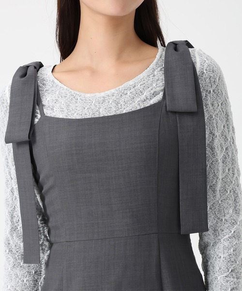 MISCH MASCH（ミッシュマッシュ）の「WEB限定 バックレースアップキャミワンピース（ジャンパースカート・レディース・グレー/ベージュ/ブラック・ﾌﾘ-）」の21枚目の写真