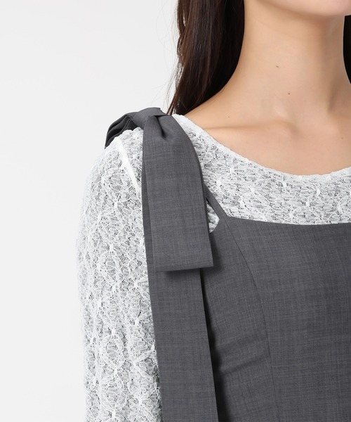 MISCH MASCH（ミッシュマッシュ）の「WEB限定 バックレースアップキャミワンピース（ジャンパースカート・レディース・グレー/ベージュ/ブラック・ﾌﾘ-）」の22枚目の写真