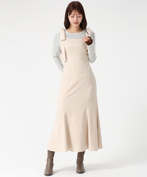 MISCH MASCH（ミッシュマッシュ）の「WEB限定 バックレースアップキャミワンピース（ジャンパースカート・レディース・グレー/ベージュ/ブラック・ﾌﾘ-）」の17枚目の写真