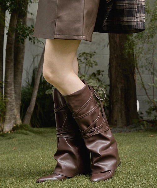 mideal（マイディール）の「lace up long boots / レースアップロングブーツ（ブーツ・レディース・ブラウン/ブラック・LARGE/MEDIUM）」の14枚目の写真