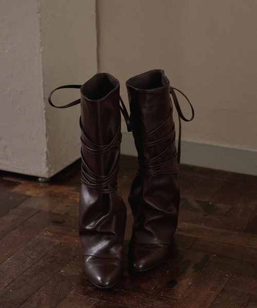 mideal（マイディール）の「lace up long boots / レースアップロングブーツ（ブーツ・レディース・ブラウン/ブラック・LARGE/MEDIUM）」の9枚目の写真