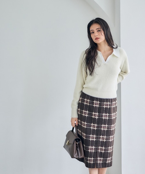 12Twelve Agenda(トゥエルブ アジェンダ)の「ラガー風シャギーニットプルオーバー(ニット/セーター・レディース・アイボリー/チャコールグレー・M)」の11枚目の写真