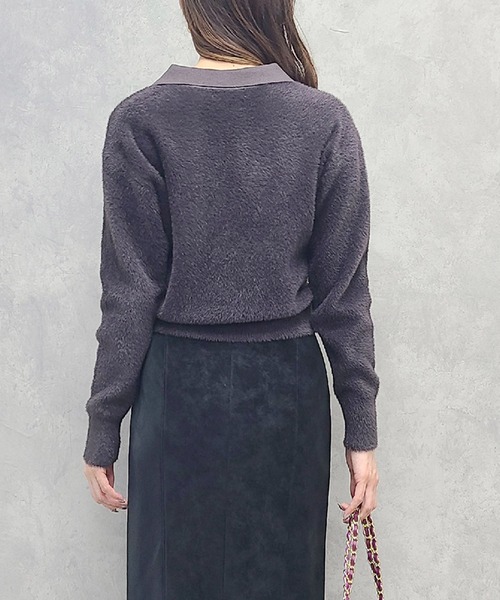 12Twelve Agenda(トゥエルブ アジェンダ)の「ラガー風シャギーニットプルオーバー(ニット/セーター・レディース・アイボリー/チャコールグレー・M)」の17枚目の写真