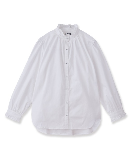 LA MARINE FRANCAISE(マリン フランセーズ)の「blanc et gris スタンドフリルブラウス(シャツ/ブラウス・レディース・ホワイト/グレー・FREE)」の2枚目の写真