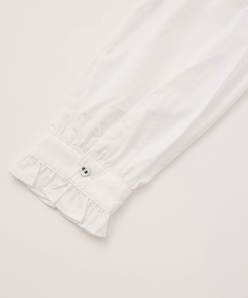 LA MARINE FRANCAISE(マリン フランセーズ)の「blanc et gris スタンドフリルブラウス(シャツ/ブラウス・レディース・ホワイト/グレー・FREE)」の4枚目の写真