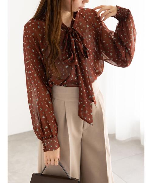 Te chichi（テチチ）の「パターンアソートシフォンボウタイブラウス《2025Autumn catalog vol.2 item》（シャツ/ブラウス・レディース・チャコールグレー/ブラック/ボルドー/ブラウン・F）」の16枚目の写真