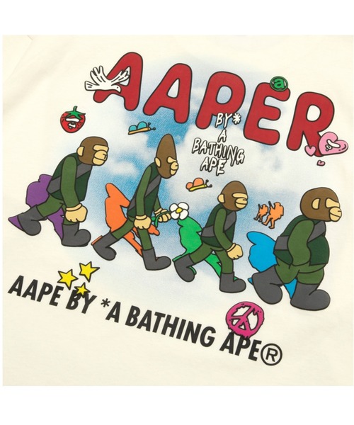 AAPE BY A BATHING APE（エーエイプバイアベイシングエイプ）の「AAPER "Peace" LONG SLEEVE TEE（Tシャツ/カットソー・メンズ・ブラック/アイボリー・SMALL/LARGE/MEDIUM/XX-LARGE/X-LARGE）」の5枚目の写真