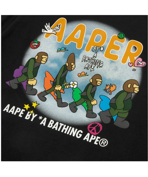 AAPE BY A BATHING APE（エーエイプバイアベイシングエイプ）の「AAPER "Peace" LONG SLEEVE TEE（Tシャツ/カットソー・メンズ・ブラック/アイボリー・SMALL/LARGE/MEDIUM/XX-LARGE/X-LARGE）」の9枚目の写真