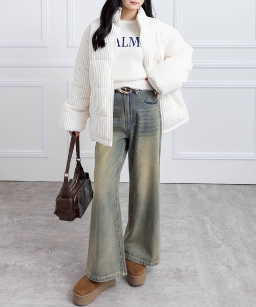 clear（クリア）の「コーデュロイ中綿アウター［大人 カジュアル 着回し力抜群］（ダウンジャケット/コート・レディース・アイボリー/ライトピンク/チャコールグレー・F）」の19枚目の写真