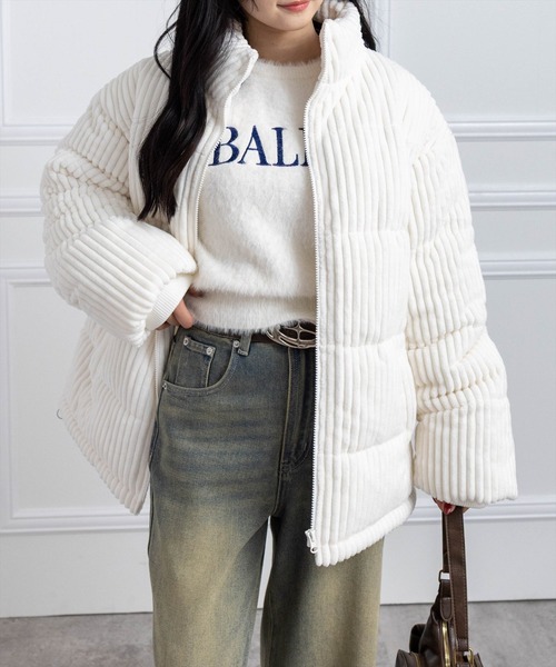 clear（クリア）の「コーデュロイ中綿アウター［大人 カジュアル 着回し力抜群］（ダウンジャケット/コート・レディース・アイボリー/ライトピンク/チャコールグレー・F）」の20枚目の写真