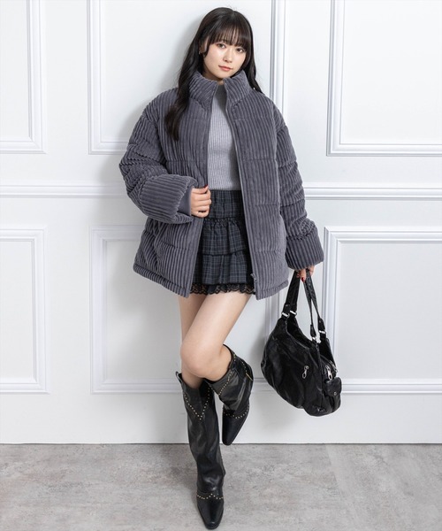 clear（クリア）の「コーデュロイ中綿アウター［大人 カジュアル 着回し力抜群］（ダウンジャケット/コート・レディース・アイボリー/ライトピンク/チャコールグレー・F）」の21枚目の写真