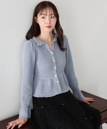 パールボタンペプラムニット