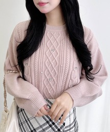 INGNI | ビジューパール付きもちもちケーブルニット(ニット/セーター)