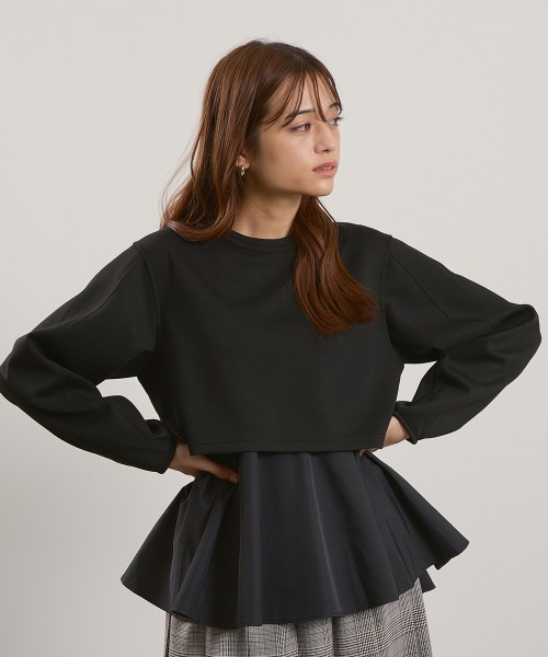 QUEENS COURT(クイーンズコート)の「ダンボールレイヤードライクプルオーバー≪手洗い可能≫(ニット/セーター・レディース・ライトグレー/ピンク/ブラック・M)」の18枚目の写真