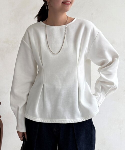 Chez toi(シェトワ)の「裏起毛タックペプラムプルオーバー(Tシャツ/カットソー・レディース・ブラウン/オフホワイト/ブラック・FREE)」の9枚目の写真