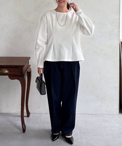 Chez toi(シェトワ)の「裏起毛タックペプラムプルオーバー(Tシャツ/カットソー・レディース・ブラウン/オフホワイト/ブラック・FREE)」の12枚目の写真