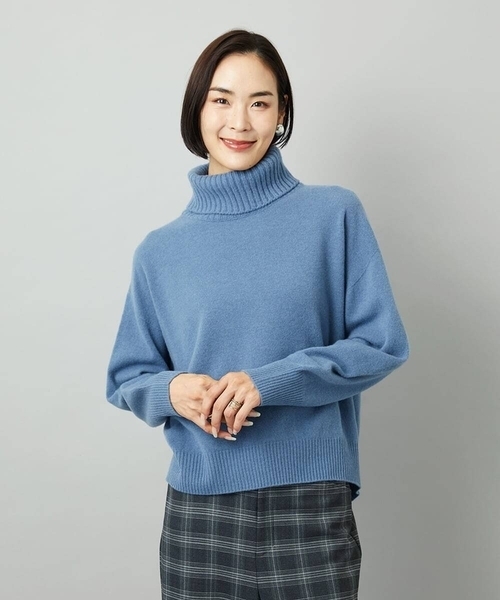 MICHEL KLEIN（ミッシェル・クラン）の「[定番人気]ハイネックニット（ニット/セーター・レディース・ライトグレー/パープル/ブルー/アイボリー/ベージュ/ターコイズブルー/チャコールグレー・38）」の8枚目の写真