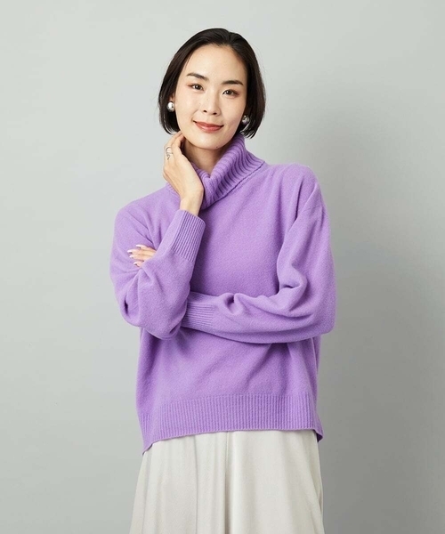 MICHEL KLEIN（ミッシェル・クラン）の「[定番人気]ハイネックニット（ニット/セーター・レディース・ライトグレー/パープル/ブルー/アイボリー/ベージュ/ターコイズブルー/チャコールグレー・38）」の21枚目の写真