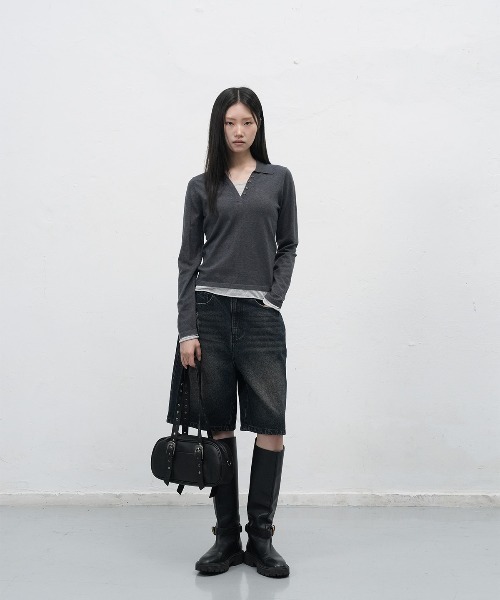 GENERAL IDEA（ジェネラルアイデア）の「【GENERAL IDEA】バミューダワイドデニムパンツ / WIDE BERMUDA DENIM PANTS（デニムパンツ・レディース・ブルー/ブラック/ダークネイビー・XL/L/M/S）」の5枚目の写真