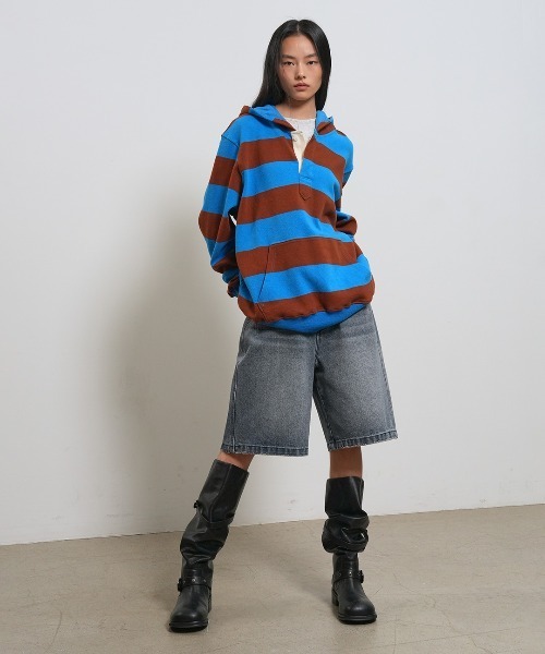 GENERAL IDEA（ジェネラルアイデア）の「【GENERAL IDEA】バミューダワイドデニムパンツ / WIDE BERMUDA DENIM PANTS（デニムパンツ・レディース・ブルー/ブラック/ダークネイビー/ブルー系・XL/L/M/S）」の17枚目の写真