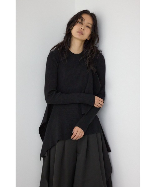 AZUL by moussy(アズールバイマウジー)の「【PLUS】アシンメトリードレープニット(ニット/セーター・レディース・ブラック/グレー系その他/ブラック系その他・FREE)」の5枚目の写真