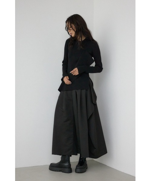 AZUL by moussy(アズールバイマウジー)の「【PLUS】アシンメトリードレープニット(ニット/セーター・レディース・ブラック/グレー系その他/ブラック系その他・FREE)」の6枚目の写真