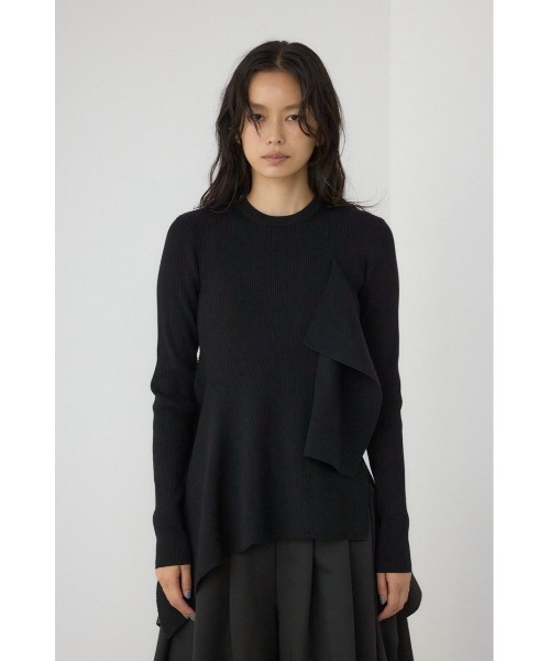 AZUL by moussy(アズールバイマウジー)の「【PLUS】アシンメトリードレープニット(ニット/セーター・レディース・ブラック/グレー系その他/ブラック系その他・FREE)」の7枚目の写真