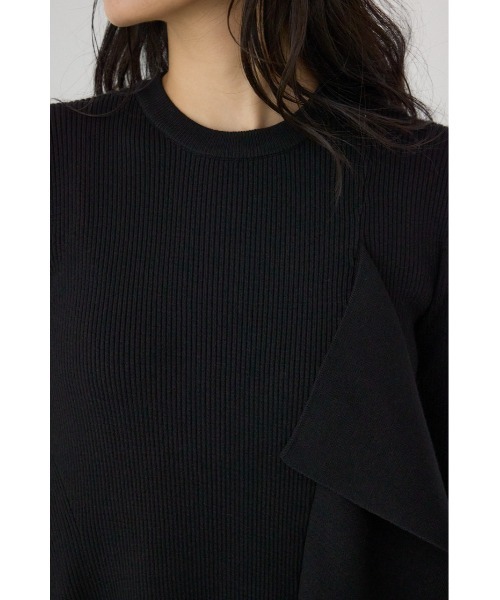 AZUL by moussy(アズールバイマウジー)の「【PLUS】アシンメトリードレープニット(ニット/セーター・レディース・ブラック/グレー系その他/ブラック系その他・FREE)」の11枚目の写真