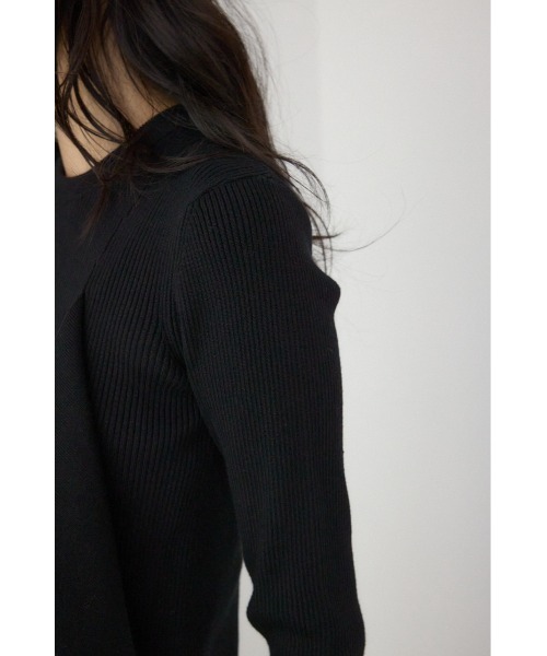 AZUL by moussy(アズールバイマウジー)の「【PLUS】アシンメトリードレープニット(ニット/セーター・レディース・ブラック/グレー系その他/ブラック系その他・FREE)」の12枚目の写真