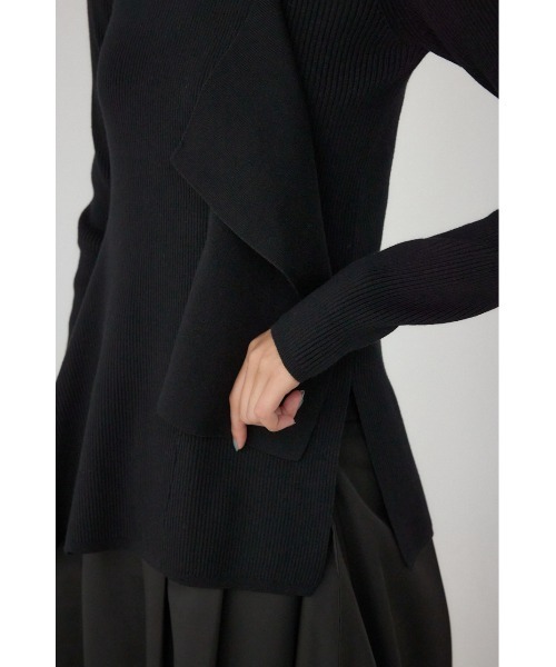 AZUL by moussy(アズールバイマウジー)の「【PLUS】アシンメトリードレープニット(ニット/セーター・レディース・ブラック/グレー系その他/ブラック系その他・FREE)」の13枚目の写真