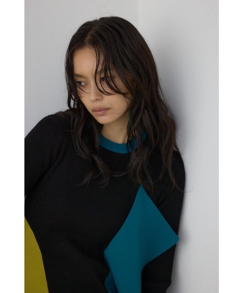 AZUL by moussy(アズールバイマウジー)の「【PLUS】アシンメトリードレープニット(ニット/セーター・レディース・ブラック/グレー系その他/ブラック系その他・FREE)」の15枚目の写真