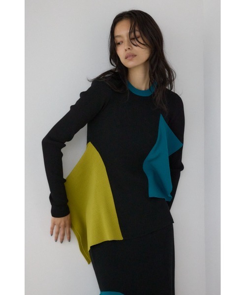 AZUL by moussy(アズールバイマウジー)の「【PLUS】アシンメトリードレープニット(ニット/セーター・レディース・ブラック/グレー系その他/ブラック系その他・FREE)」の16枚目の写真