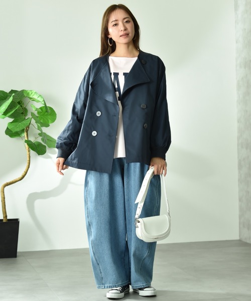 INTERPLANET(インタープラネット)の「エステルレイヤートレンチコート(その他アウター・レディース・カーキ/アイボリー/ネイビー・FREE)」の11枚目の写真