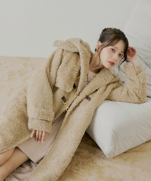 SALON by Chico】ショートボアフードロングダッフルコート（その他