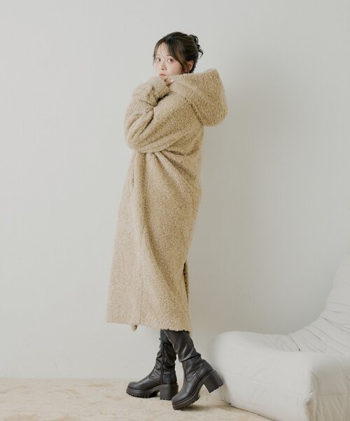 セール】【SALON by Chico】ショートボアフードロングダッフルコート