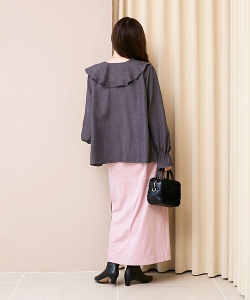 le.coeur blanc(ルクールブラン)の「《手洗い可能》ウールタッチフリルカラーブラウス(シャツ/ブラウス・レディース・オフホワイト/チャコールグレー・38)」の13枚目の写真