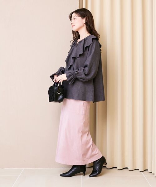 le.coeur blanc(ルクールブラン)の「《手洗い可能》ウールタッチフリルカラーブラウス(シャツ/ブラウス・レディース・オフホワイト/チャコールグレー・38)」の14枚目の写真