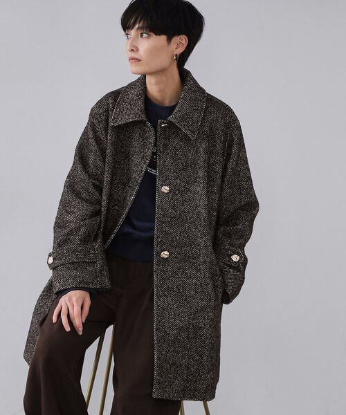 セール】ヘリンボーンステンカラーコート（ステンカラーコート