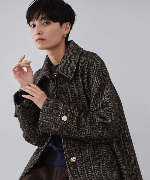 セール】ヘリンボーンステンカラーコート（ステンカラーコート
