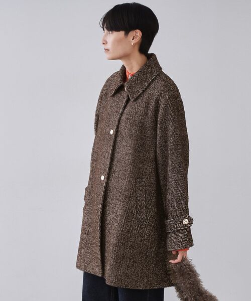 セール】ヘリンボーンステンカラーコート（ステンカラーコート