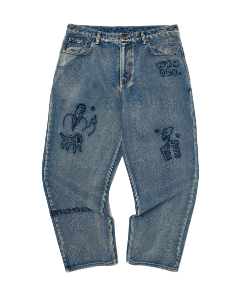 WKNDRS(ウィーキャンドース)の「TATTOO DENIM PANTS (L.DENIM)(デニムパンツ・レディース・その他・MEDIUM/LARGE/X-LARGE)」の1枚目の写真