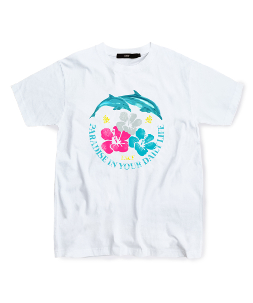 ESCAPEFROM(エスケープフロム)の「ドルフィンパラダイスプリントTシャツホワイト(Tシャツ/カットソー・レディース・その他・SMALL/MEDIUM/LARGE)」の1枚目の写真