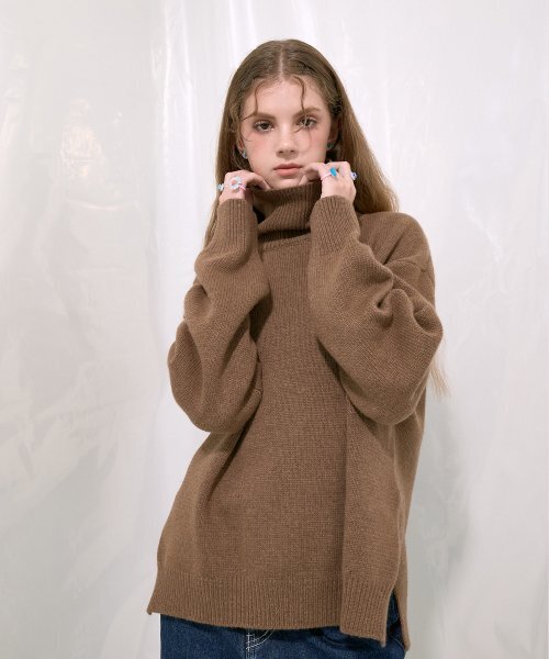 SALT AND CHOCOLATE(ソルトアンドチョコレート)の「ラスティックウールエッセンシャルタートルネックニットブラウン4W2245301(ニット/セーター・レディース・その他・FREE)」の2枚目の写真