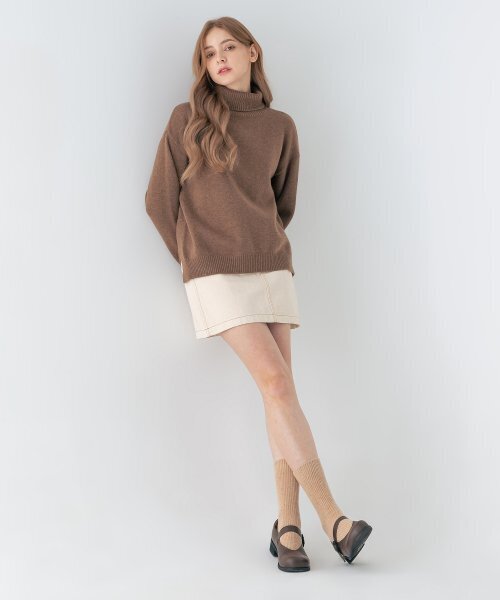 SALT AND CHOCOLATE(ソルトアンドチョコレート)の「ラスティックウールエッセンシャルタートルネックニットブラウン4W2245301(ニット/セーター・レディース・その他・FREE)」の3枚目の写真