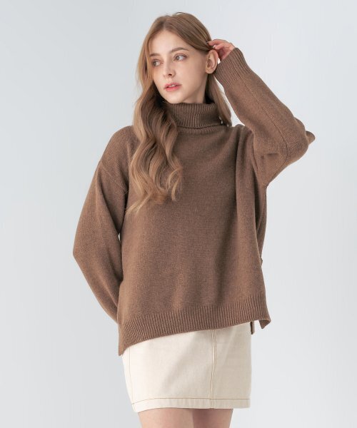 SALT AND CHOCOLATE(ソルトアンドチョコレート)の「ラスティックウールエッセンシャルタートルネックニットブラウン4W2245301(ニット/セーター・レディース・その他・FREE)」の4枚目の写真