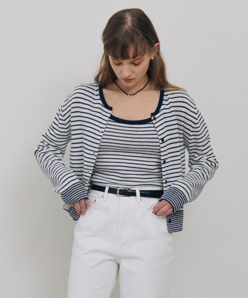 TTUDEMENT(トュードメント)の「STRIPE CREWNECK CARDIGAN IVORY(カーディガン/ボレロ・レディース・その他・FREE)」の4枚目の写真