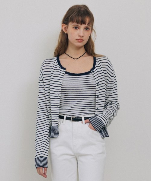 TTUDEMENT(トュードメント)の「STRIPE CREWNECK CARDIGAN IVORY(カーディガン/ボレロ・レディース・その他・FREE)」の5枚目の写真